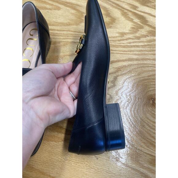 Gucci Loafers Women's 8 Black Leather Slip On Square Toe Block Heel Formal S32 - Picture 5 of 15